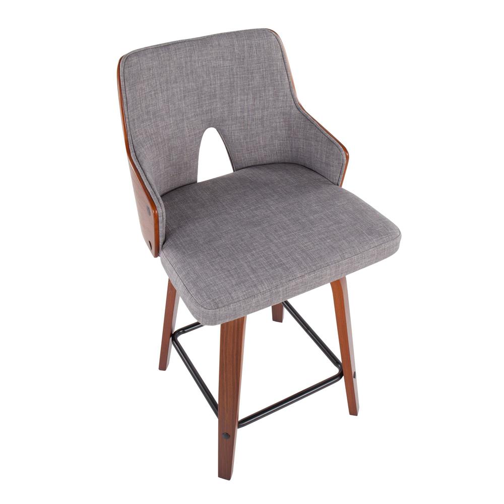 Walnut Wood, Light Grey Fabric, Black Metal Stella Counter Stool - Set of 2. Picture 7