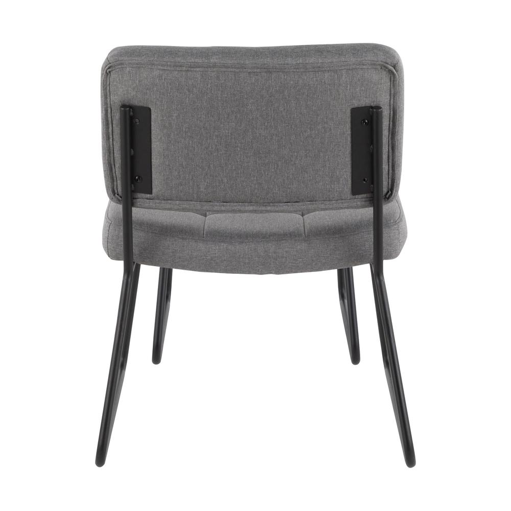 Black Steel, Grey Fabric Stout Lounge Chair + Ottoman. Picture 4