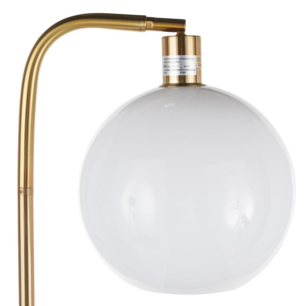 White Marble, Gold Metal, White Shade Symbol Floor Lamp with Side Table. Picture 7