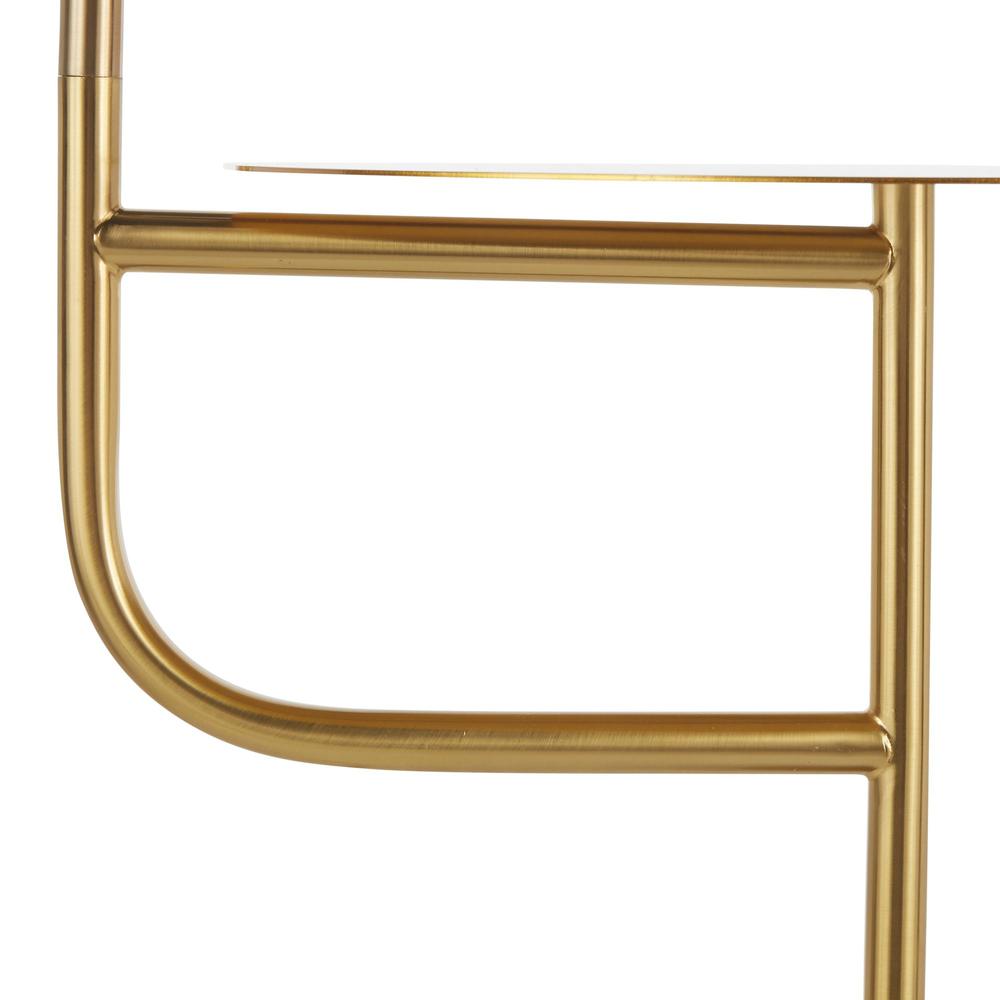 White Marble, Gold Metal, White Shade Symbol Floor Lamp with Side Table. Picture 9