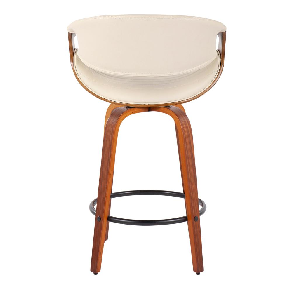 Walnut Wood, Cream PU, Black Metal Symphony Counter Stool - Set of 2. Picture 5