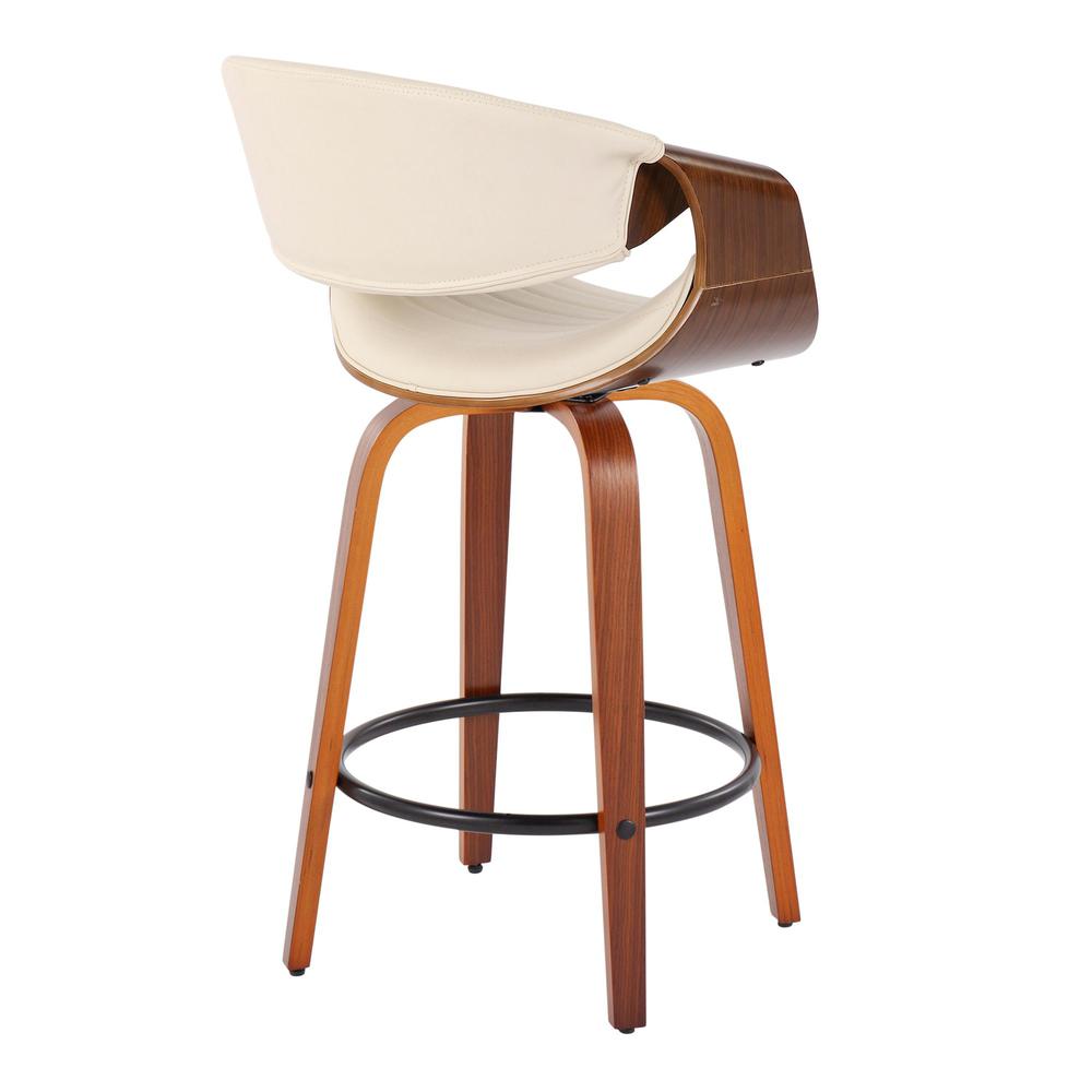 Walnut Wood, Cream PU, Black Metal Symphony Counter Stool - Set of 2. Picture 4