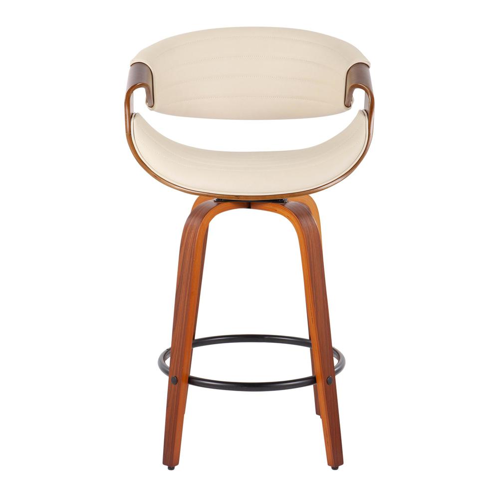 Walnut Wood, Cream PU, Black Metal Symphony Counter Stool - Set of 2. Picture 6