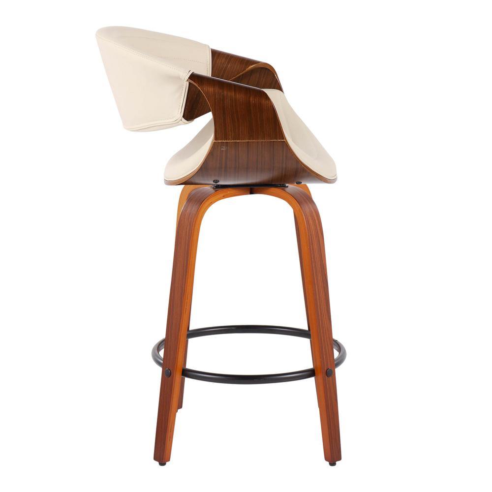 Walnut Wood, Cream PU, Black Metal Symphony Counter Stool - Set of 2. Picture 3