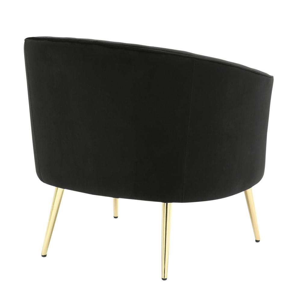 Gold Metal, Black Velvet Tania Accent Chair. Picture 3