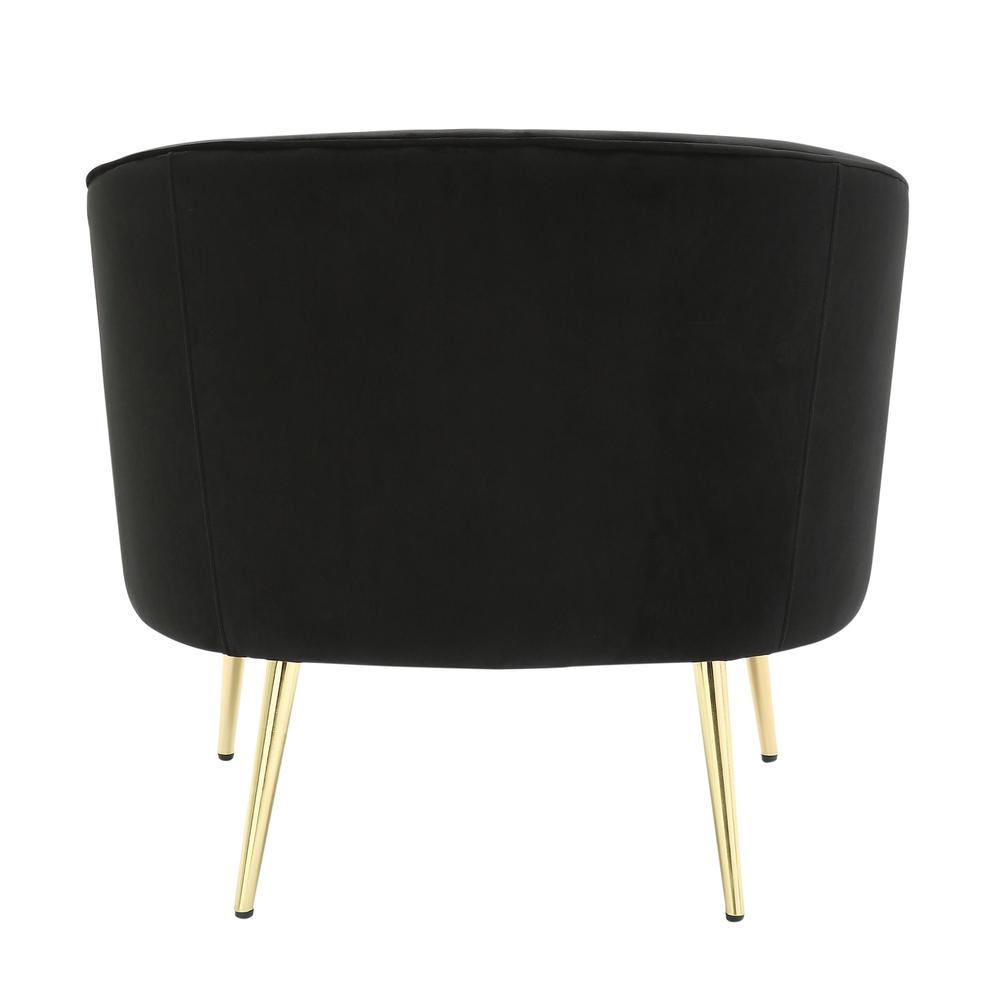 Gold Metal, Black Velvet Tania Accent Chair. Picture 4