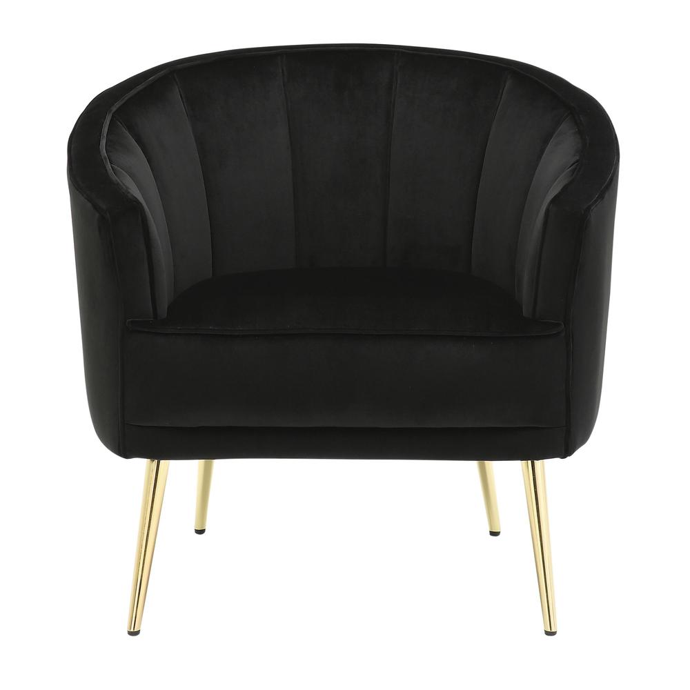 Gold Metal, Black Velvet Tania Accent Chair. Picture 5