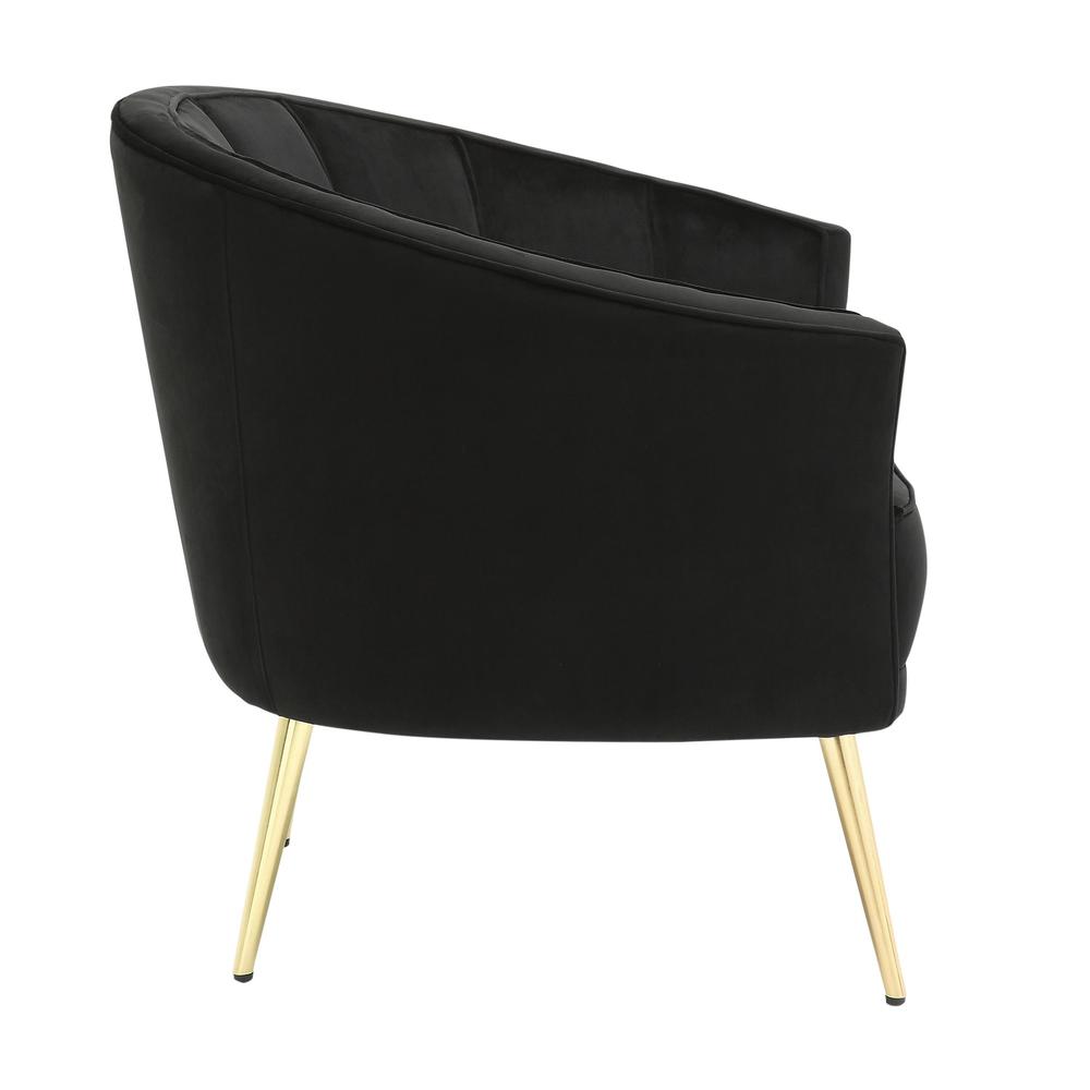 Gold Metal, Black Velvet Tania Accent Chair. Picture 2