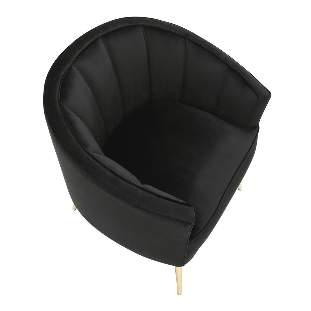 Gold Metal, Black Velvet Tania Accent Chair. Picture 6