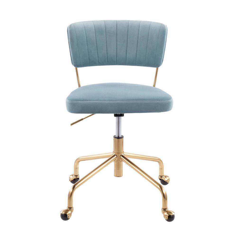 Gold Metal, Light Blue Velvet Tania Task Chair. Picture 5