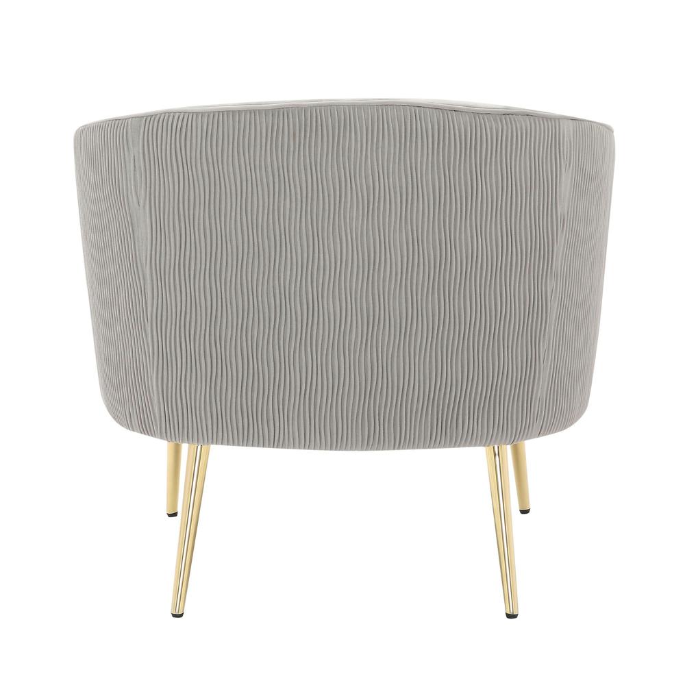 Gold Steel, Silver Velvet Tania Pleated Waves Accent Chair. Picture 7