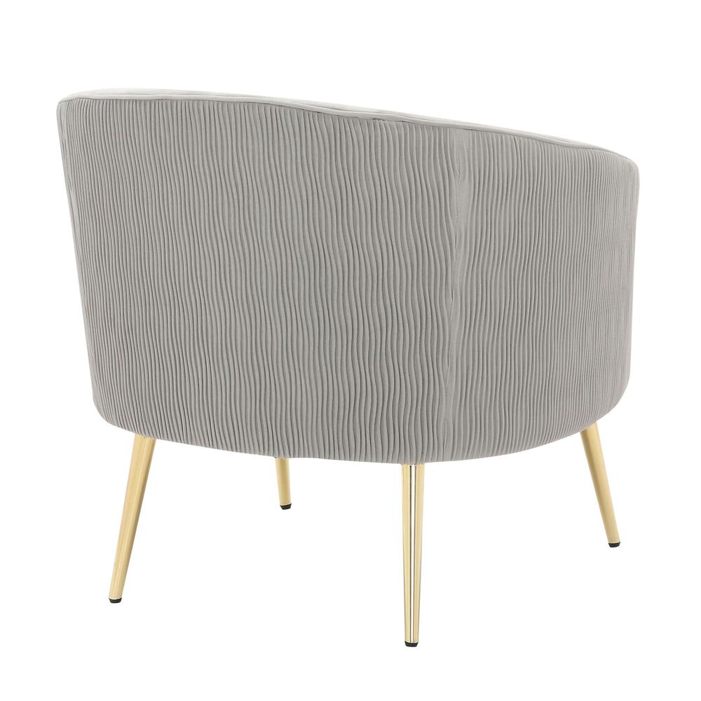 Gold Steel, Silver Velvet Tania Pleated Waves Accent Chair. Picture 5