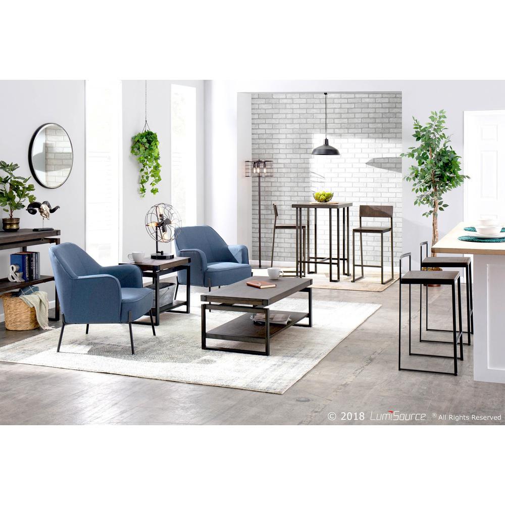 Fuji Contemporary Stackable Counter Stool in Black with an Espresso Wood-Pressed Grain Bamboo Seat - Set of 2. Picture 9