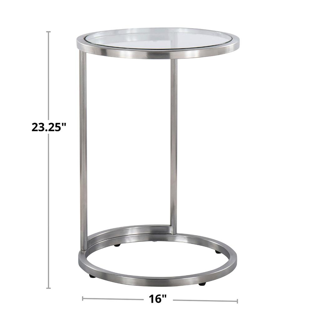 Stainless Steel, Clear Glass Round Zenn End Table. Picture 7