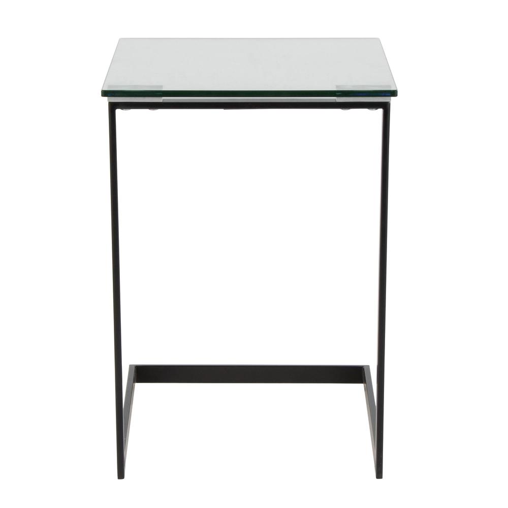 Black Metal, Clear Glass Zenn End Table. Picture 4