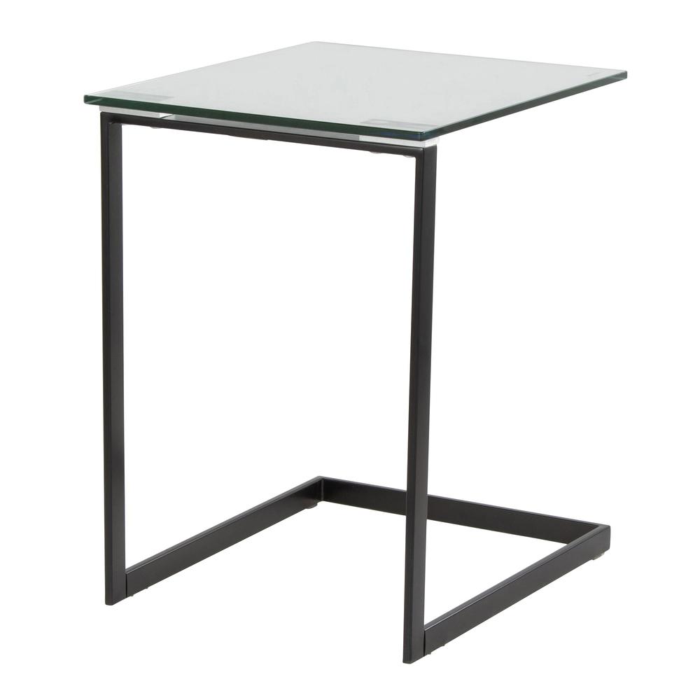 Black Metal, Clear Glass Zenn End Table. Picture 3