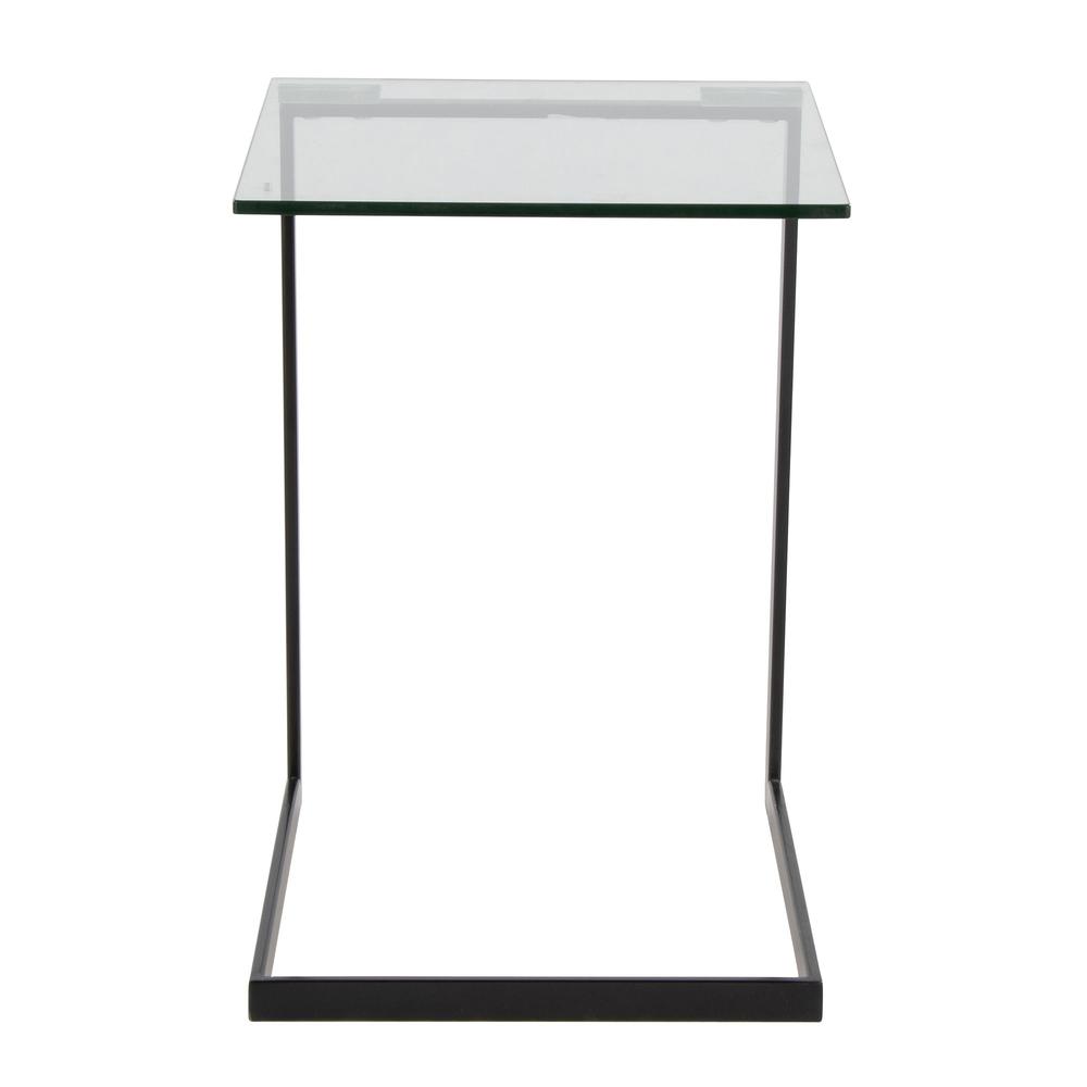 Black Metal, Clear Glass Zenn End Table. Picture 5