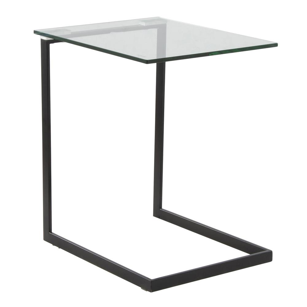 Black Metal, Clear Glass Zenn End Table. Picture 1