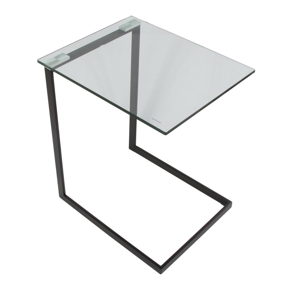 Black Metal, Clear Glass Zenn End Table. Picture 6