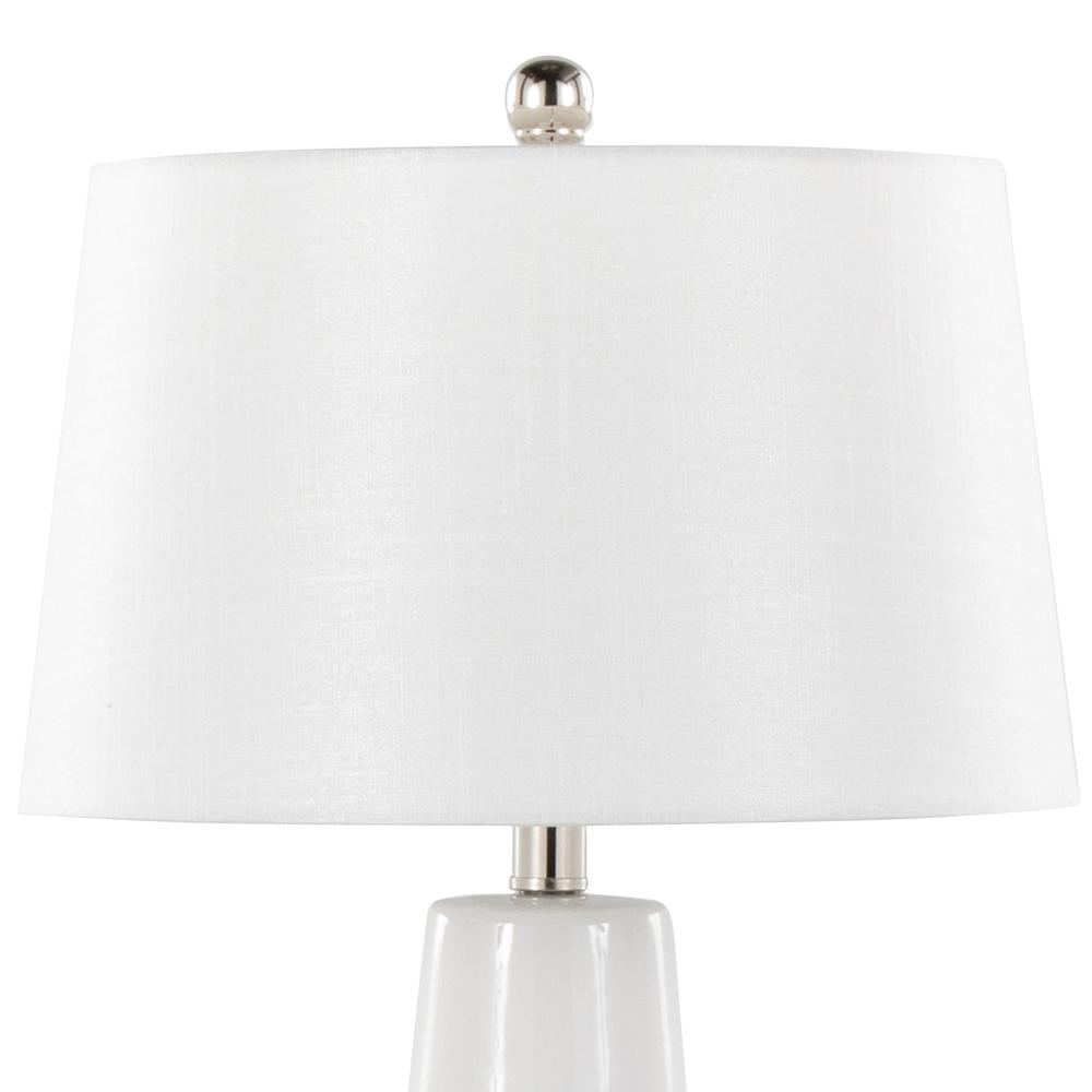 White & Gold Ceramic Body, White Shade Penelope 22" Ceramic Table Lamp. Picture 4