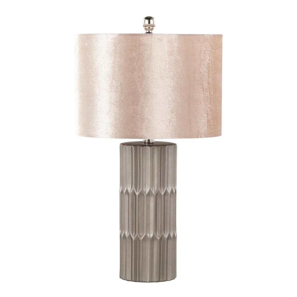 Brown & Brown Metallic Ceramic, Champagne Shade Tania 22" Ceramic Table Lamp. Picture 1