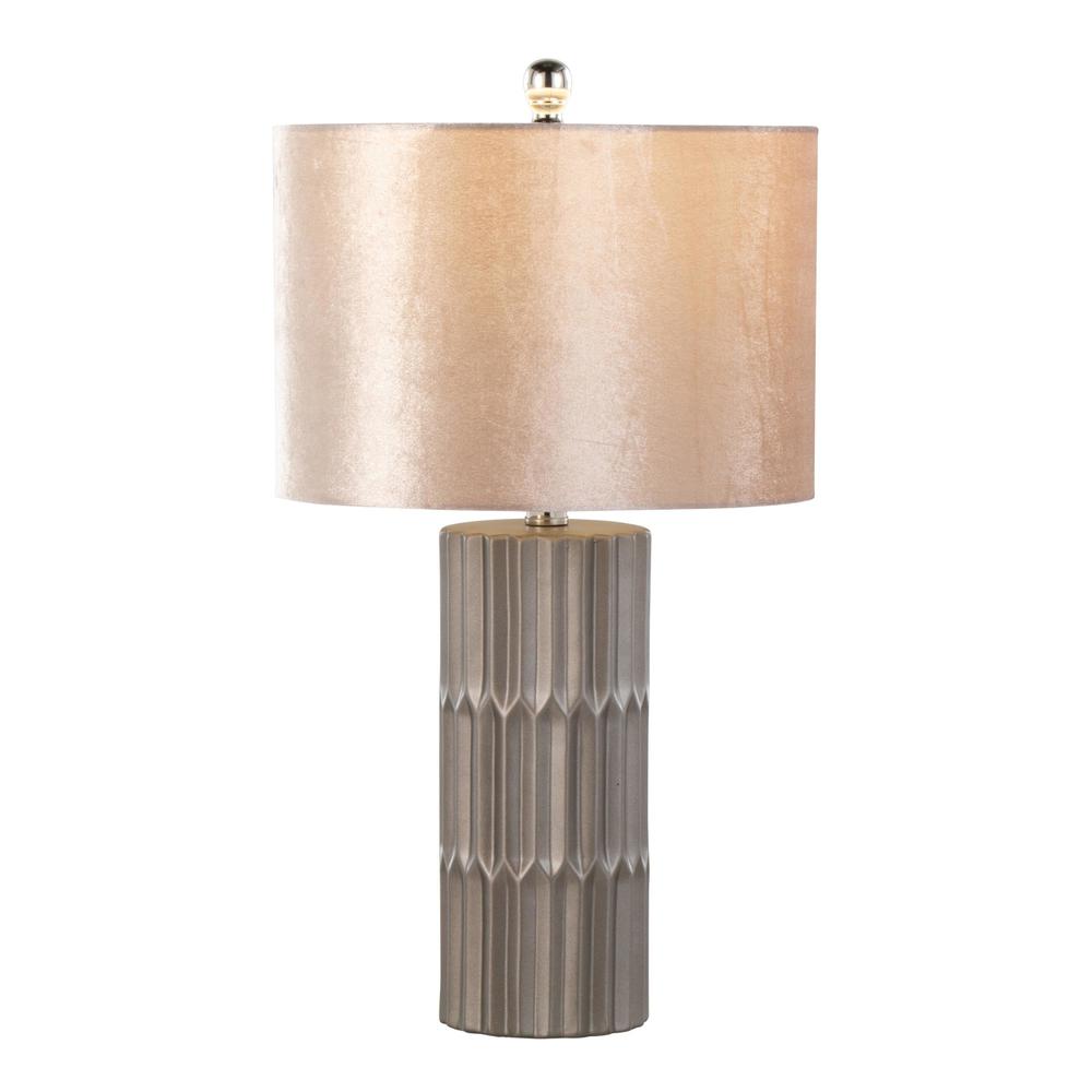 Brown & Brown Metallic Ceramic, Champagne Shade Tania 22" Ceramic Table Lamp. Picture 2