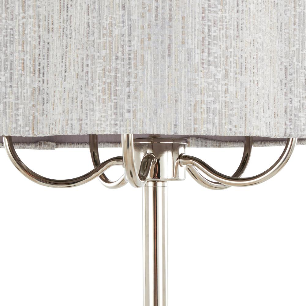 Polished Nickel, Grey Linen Lily 30" Metal Table Lamp. Picture 3