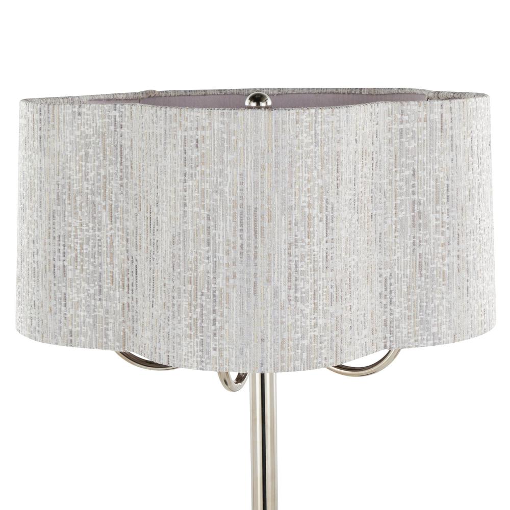 Polished Nickel, Grey Linen Lily 30" Metal Table Lamp. Picture 4