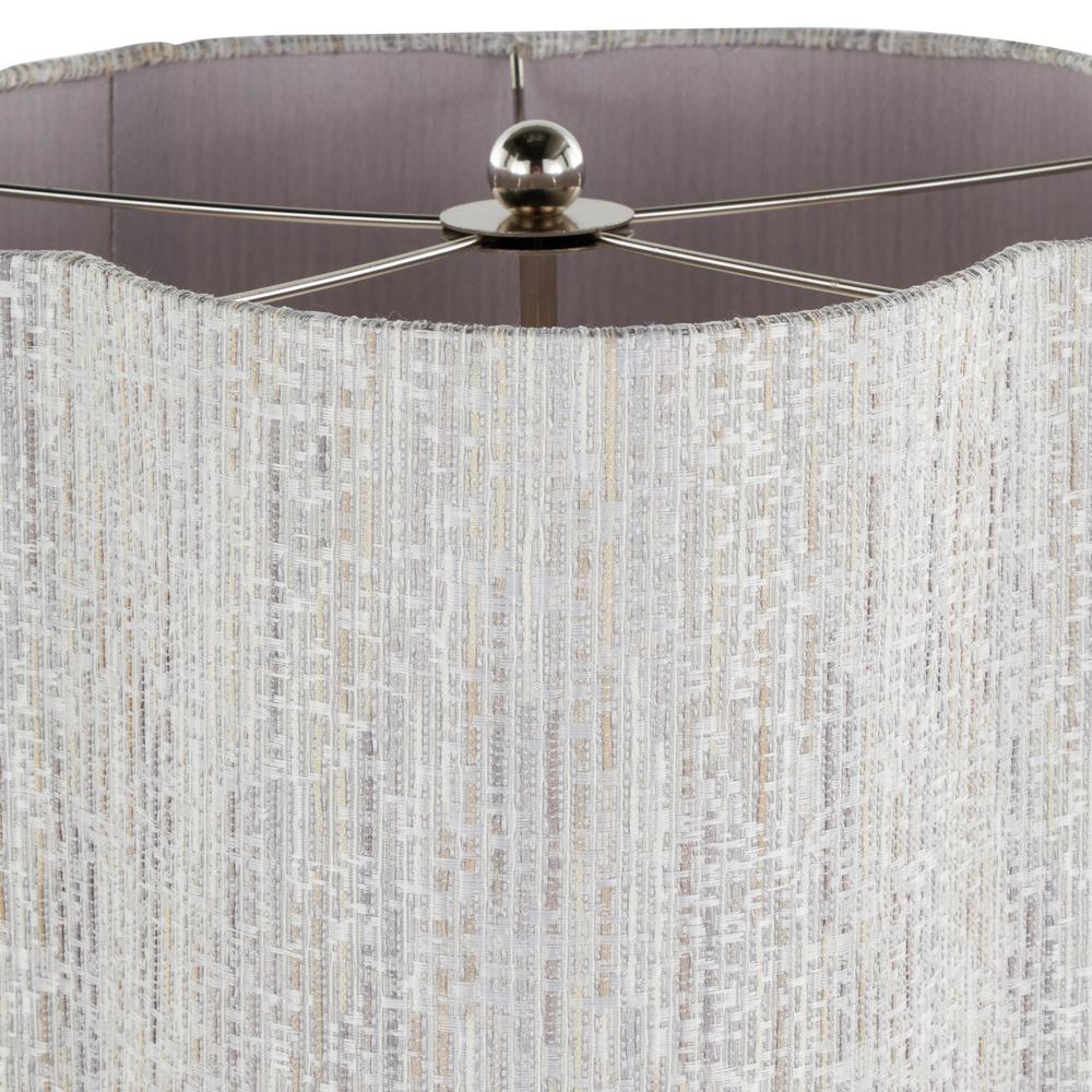 Polished Nickel, Grey Linen Lily 30" Metal Table Lamp. Picture 5