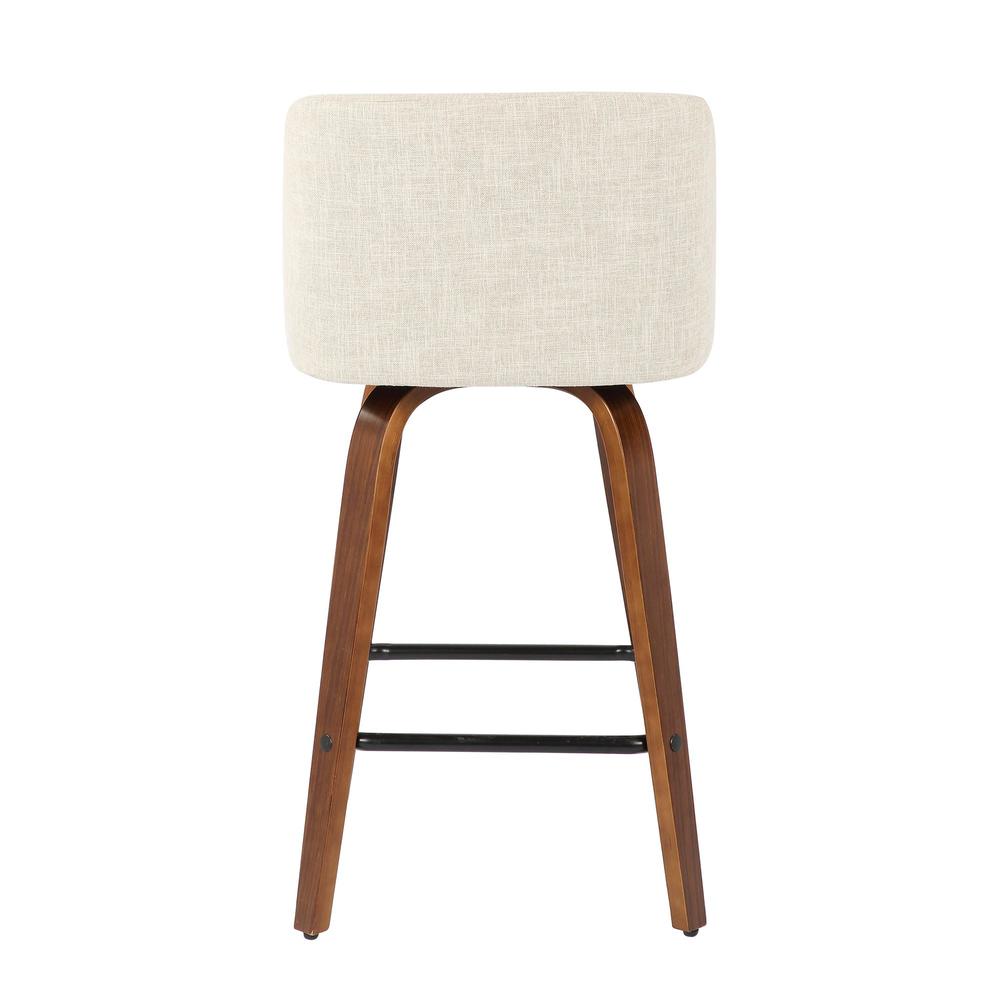 Walnut Wood, Cream Fabric, Black Metal Toriano Counter Stool - Set of 2. Picture 5