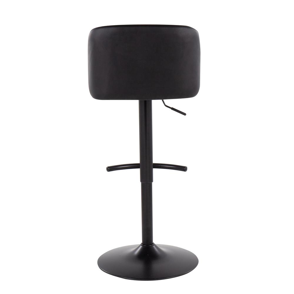 Black Steel, Black PU Toriano Adjustable Bar Stool - Set of 2. Picture 5
