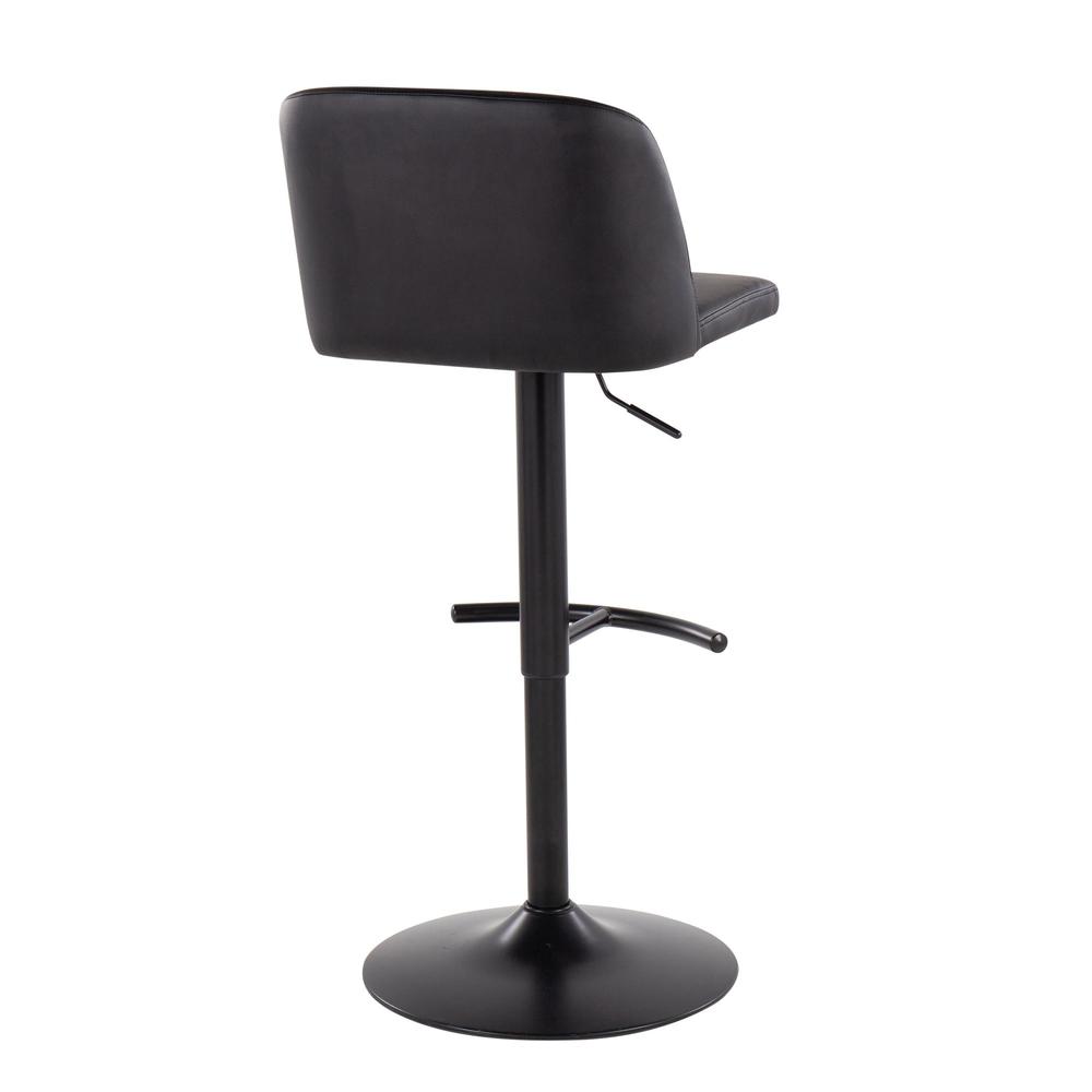 Black Steel, Black PU Toriano Adjustable Bar Stool - Set of 2. Picture 4