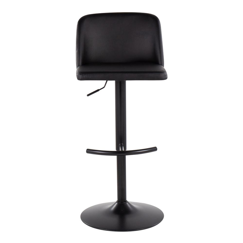 Black Steel, Black PU Toriano Adjustable Bar Stool - Set of 2. Picture 6
