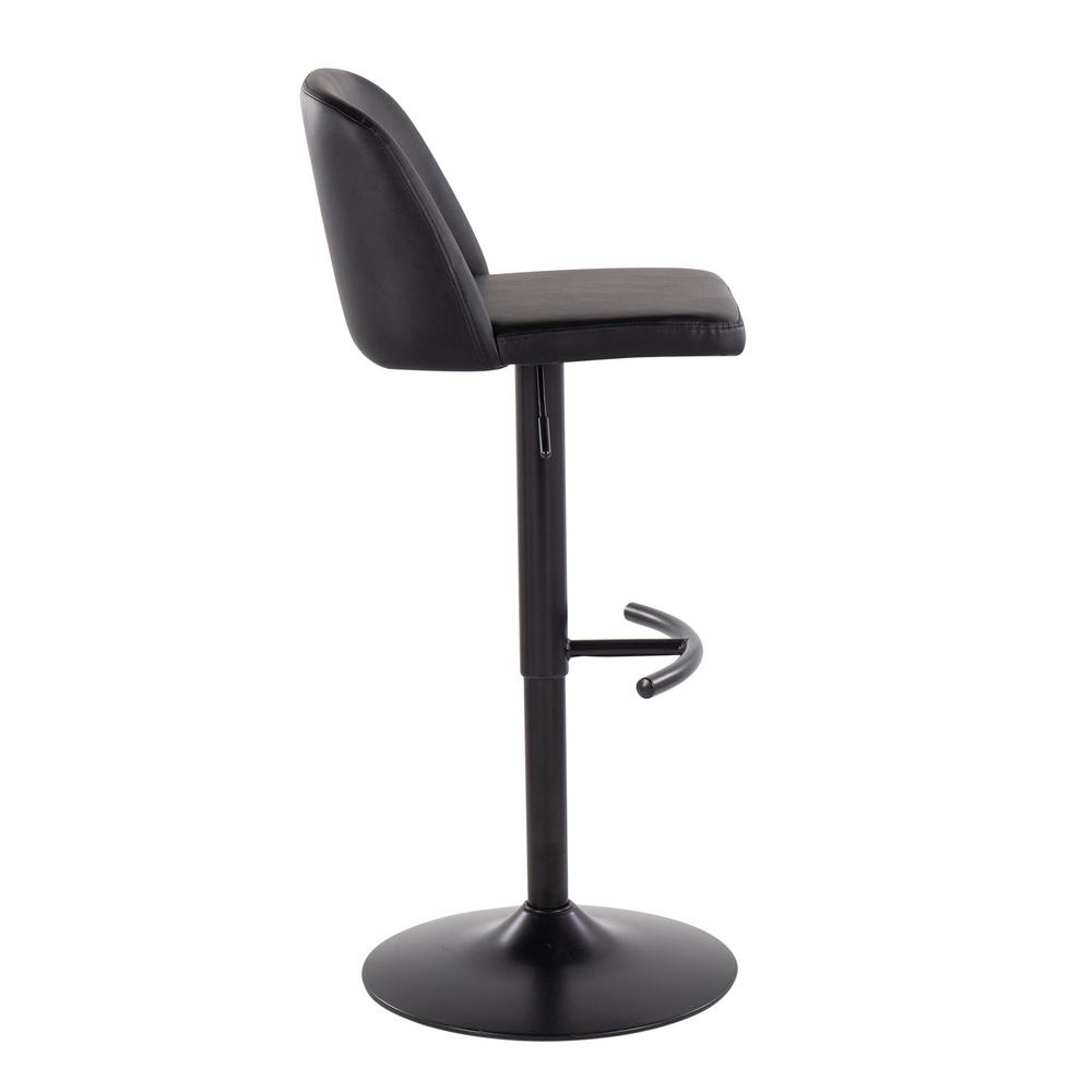 Black Steel, Black PU Toriano Adjustable Bar Stool - Set of 2. Picture 3