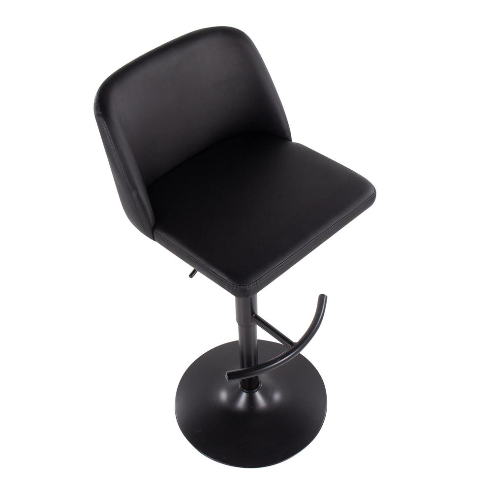 Black Steel, Black PU Toriano Adjustable Bar Stool - Set of 2. Picture 7