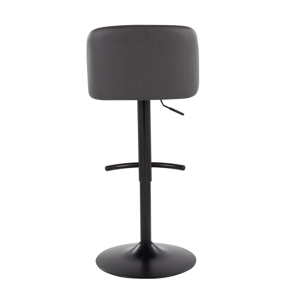 Black Steel, Grey PU Toriano Adjustable Bar Stool - Set of 2. Picture 5