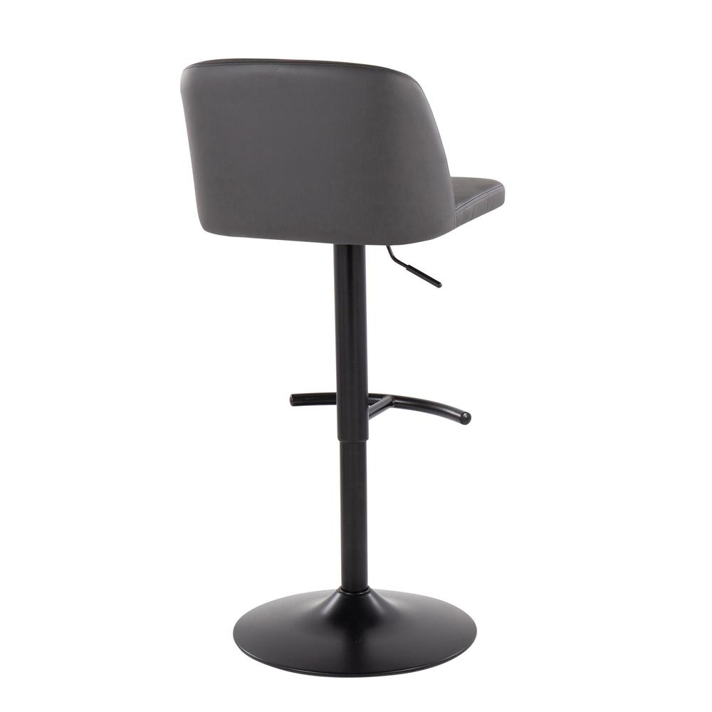Black Steel, Grey PU Toriano Adjustable Bar Stool - Set of 2. Picture 4