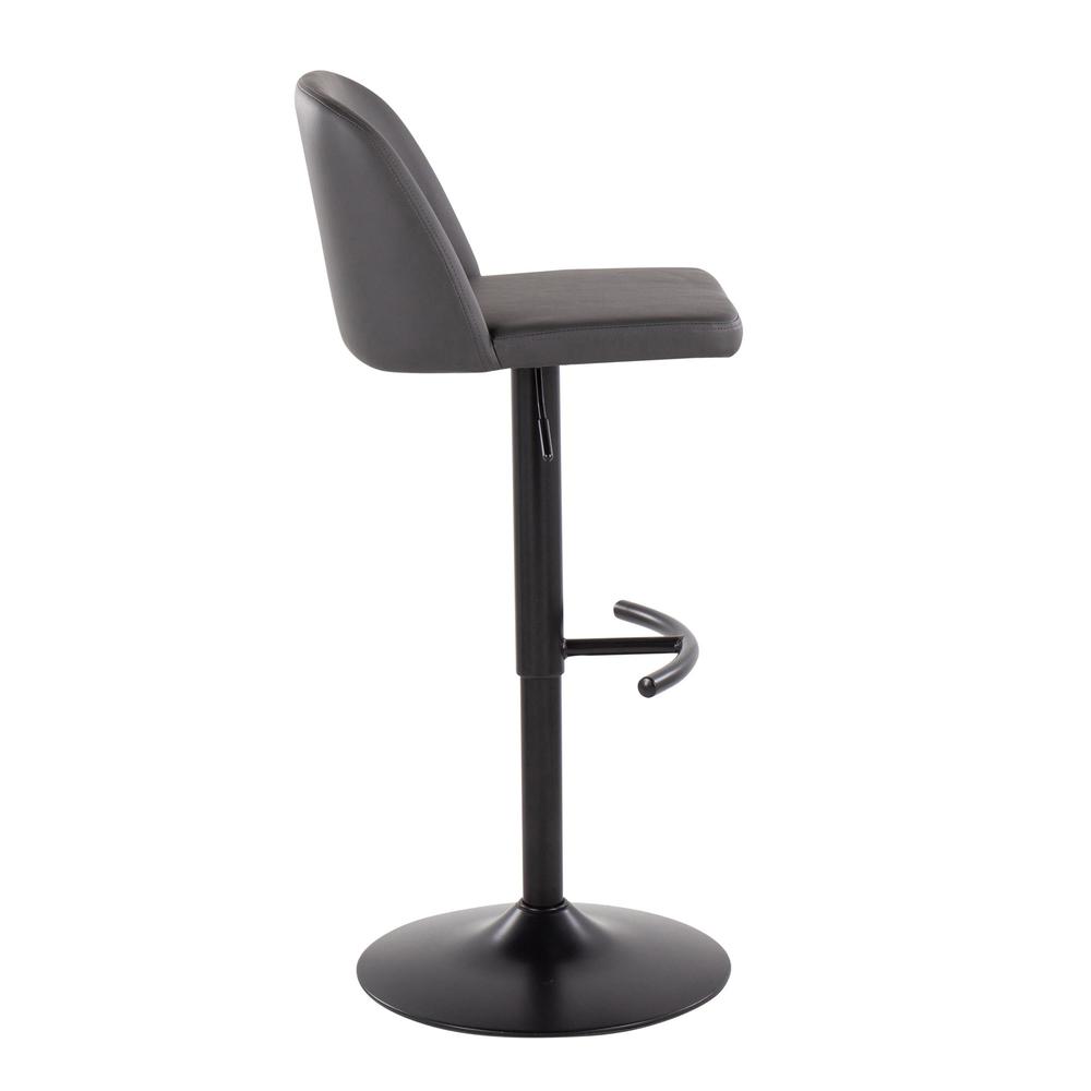 Black Steel, Grey PU Toriano Adjustable Bar Stool - Set of 2. Picture 3