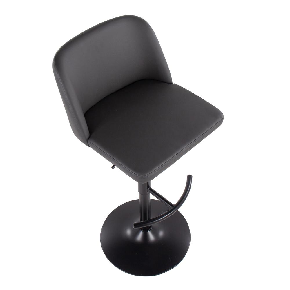 Black Steel, Grey PU Toriano Adjustable Bar Stool - Set of 2. Picture 7
