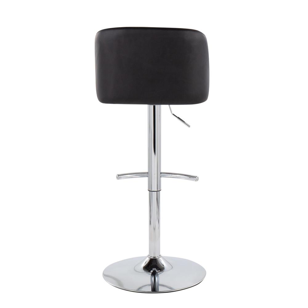 Chrome, Black PU Toriano Adjustable Bar Stool - Set of 2. Picture 5