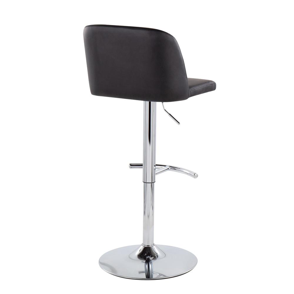 Chrome, Black PU Toriano Adjustable Bar Stool - Set of 2. Picture 4