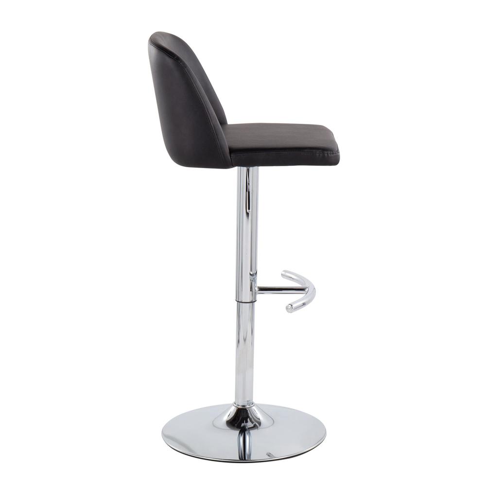 Chrome, Black PU Toriano Adjustable Bar Stool - Set of 2. Picture 3