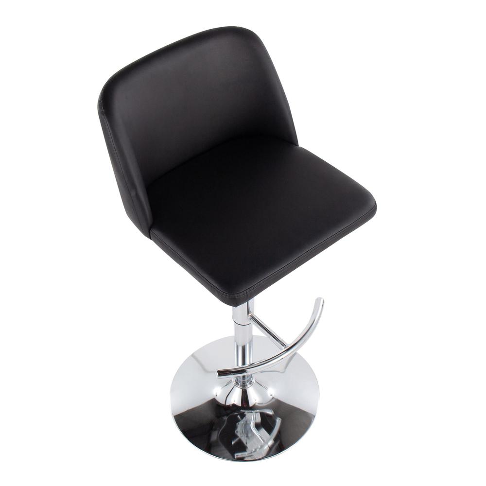 Chrome, Black PU Toriano Adjustable Bar Stool - Set of 2. Picture 7