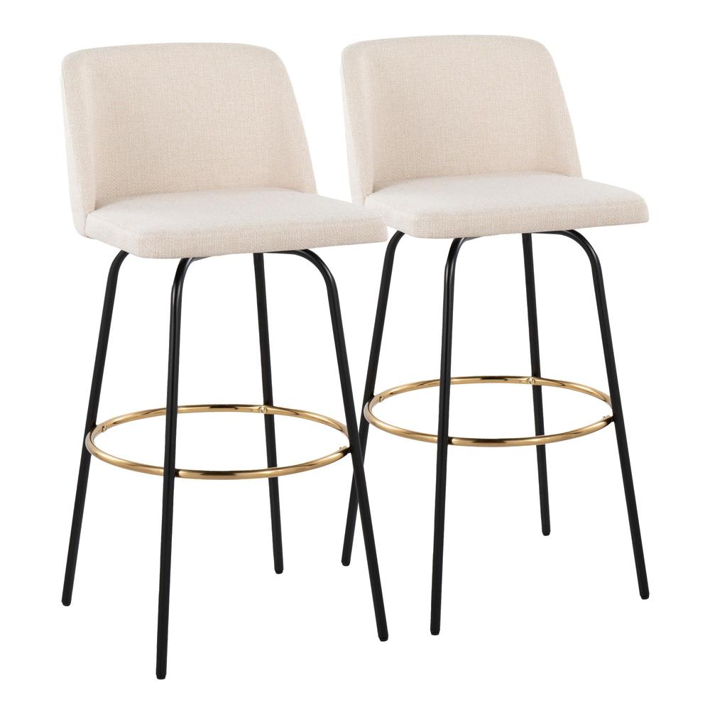 Beige Toriano 30" Fixed Height Barstool - Set of 2. Picture 1