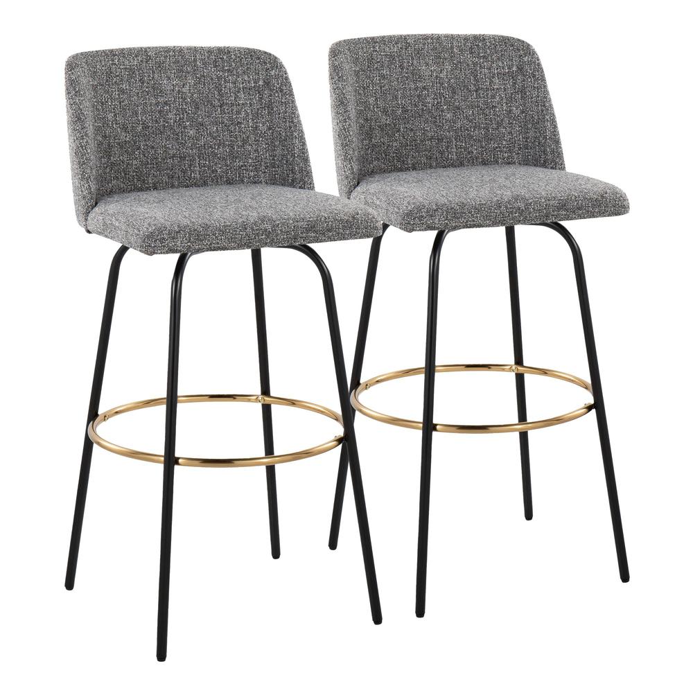 Grey Toriano 30" Fixed Height Barstool - Set of 2. Picture 1