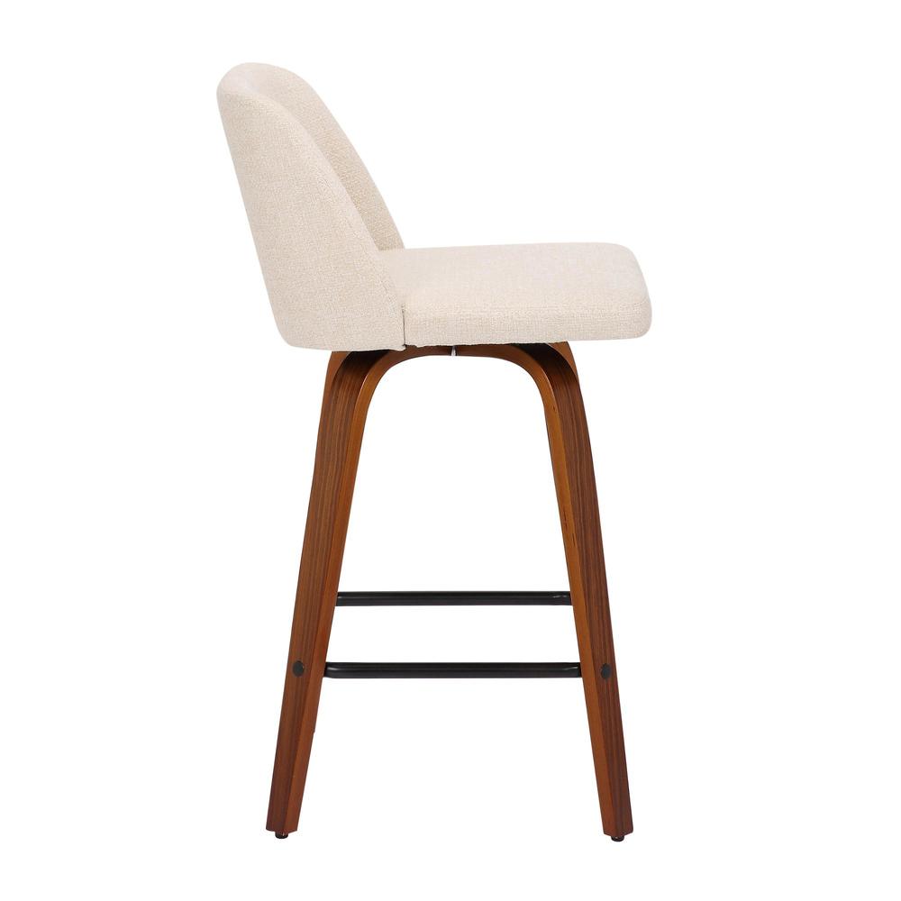 Walnut Wood, Cream Noise Fabric, Black Steel Toriano Counter Stool - Set of 2. Picture 5