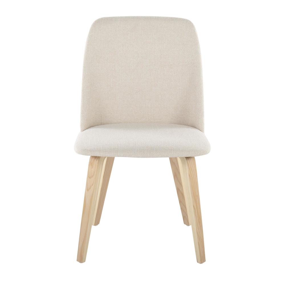 Natural Wood, Cream Fabric Toriano Dining Chair - Set of 2. Picture 6
