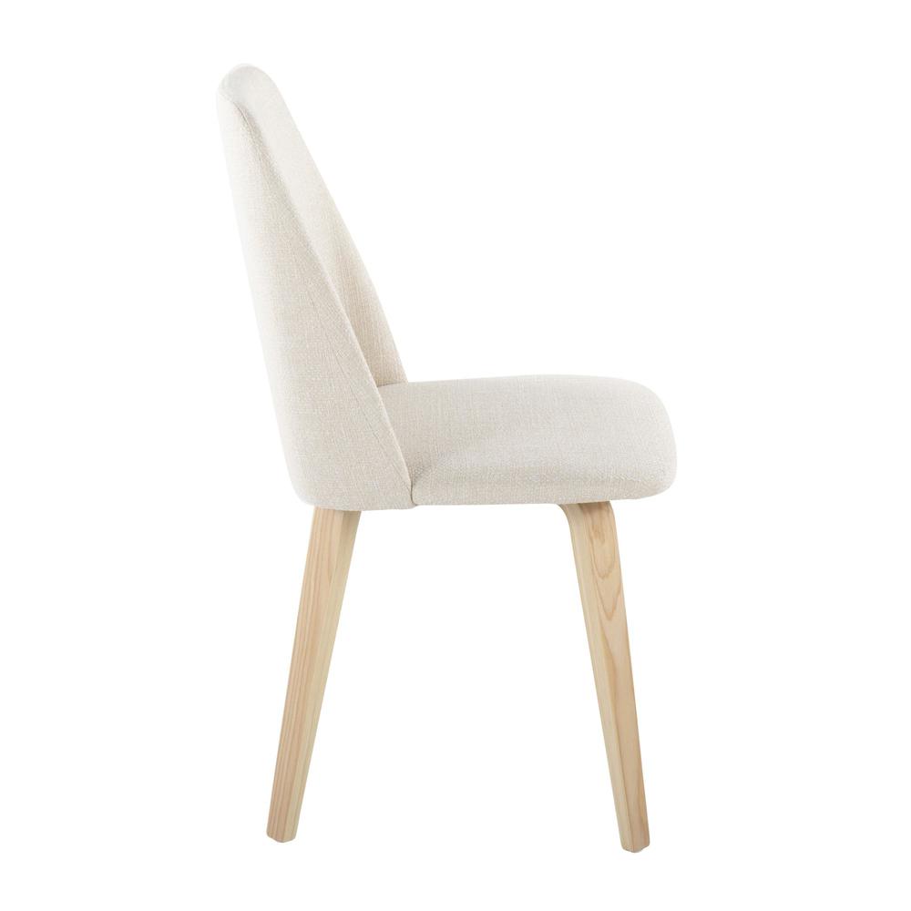 Natural Wood, Cream Fabric Toriano Dining Chair - Set of 2. Picture 3