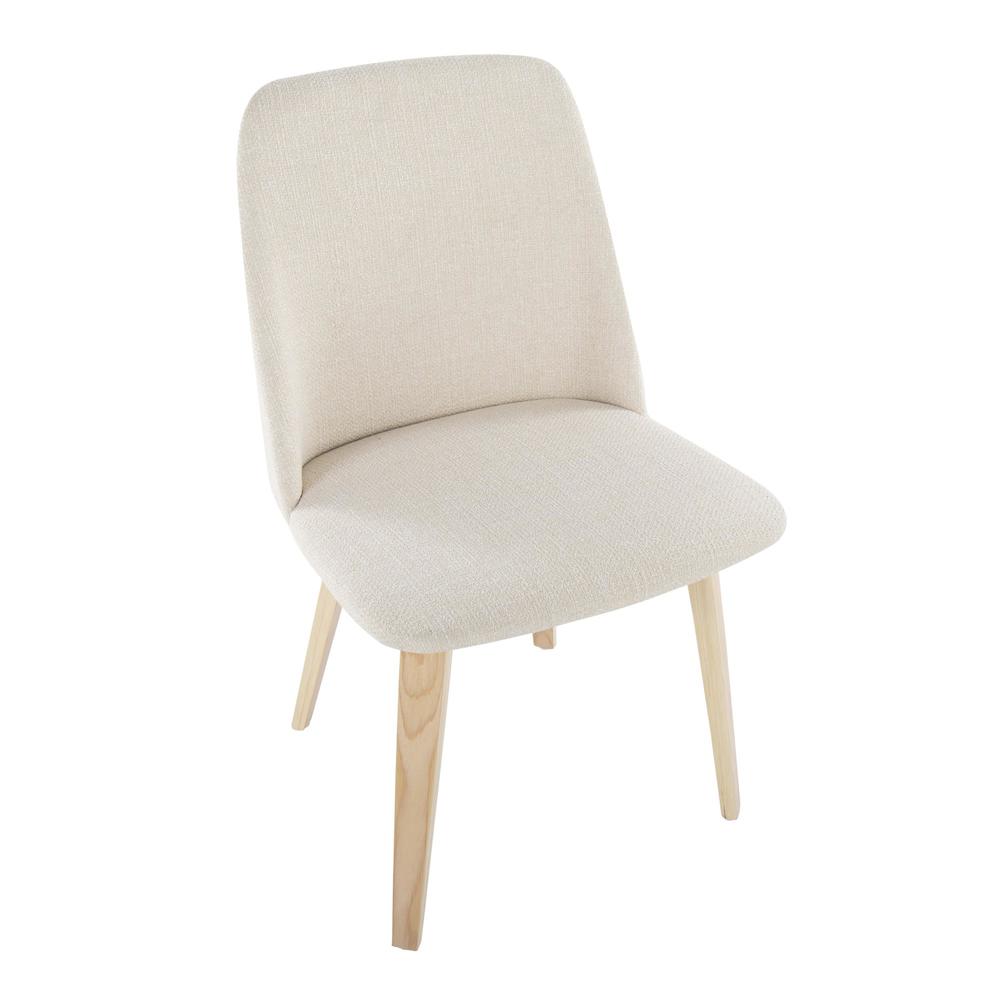 Natural Wood, Cream Fabric Toriano Dining Chair - Set of 2. Picture 7
