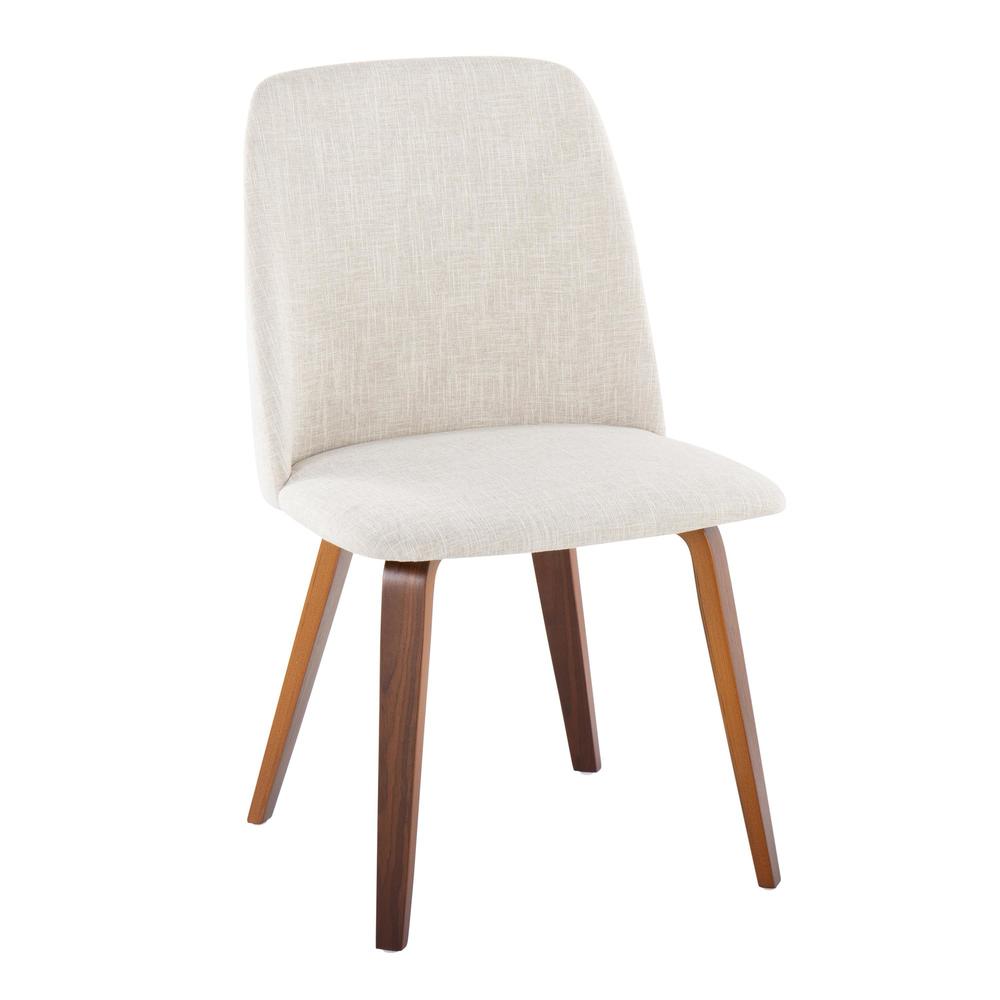 Walnut Wood, Beige Fabric Toriano Dining Chair - Set of 2. Picture 2